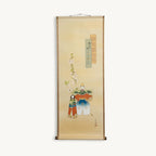 “Hina Doll – Peach Blossom" Japanese hanging scroll