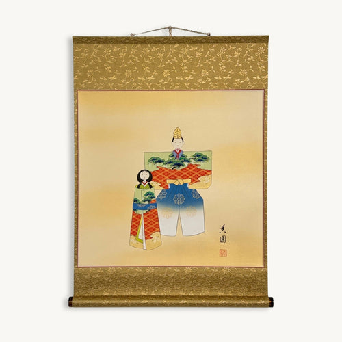 “Hina Doll – Spring Robe" Japanese hanging scroll