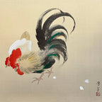 Close-up detail of “A Pair of Chickens” hanging scroll