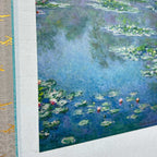 Close-up detail of “Water Lilies - Claude Monet” hanging scroll