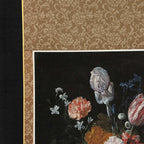 Close-up detail of “A Bouquet of Flowers in a Crystal Vase - Nicolaes van Veerendael” hanging scroll