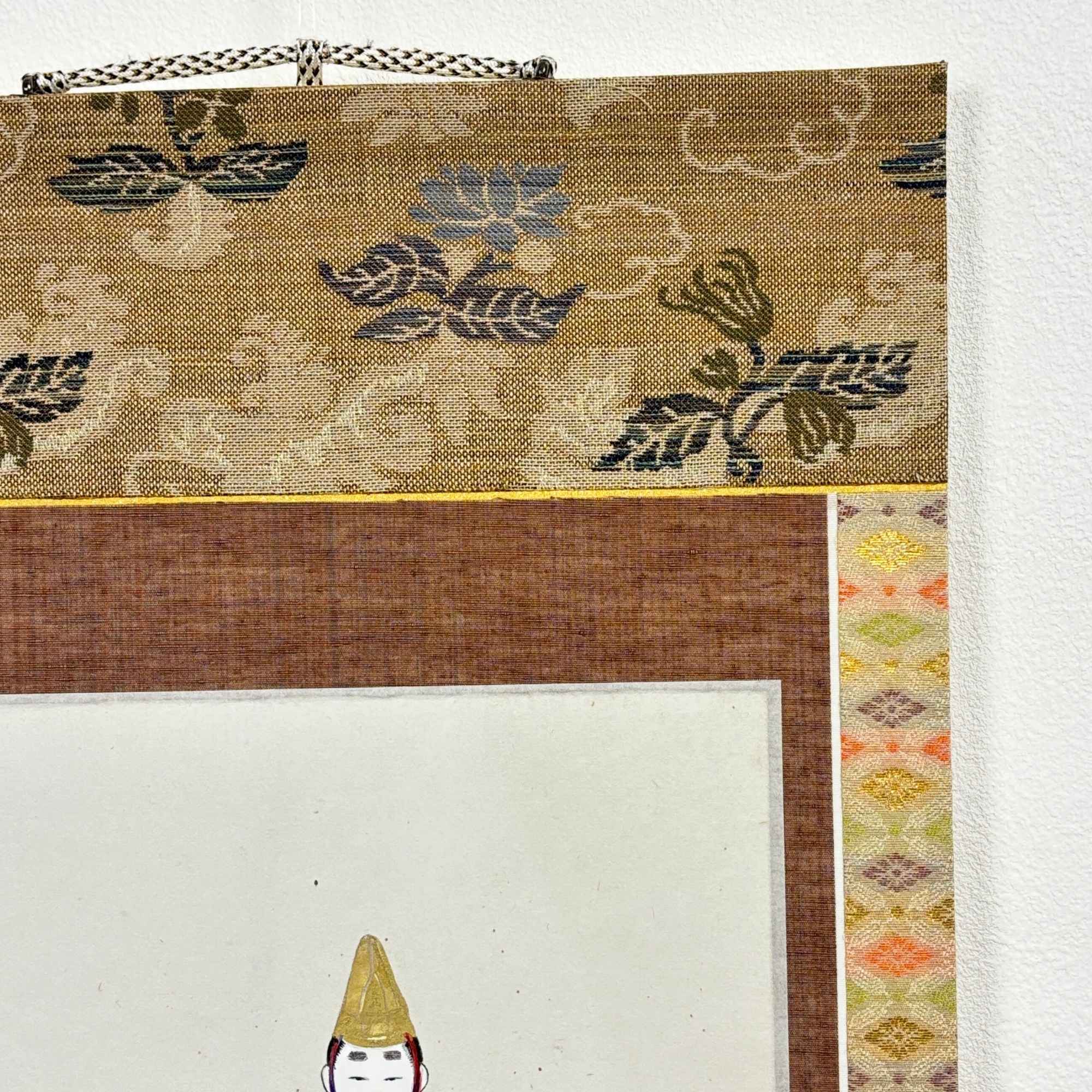 Close-up detail of “Hina Doll – Gentle Smile” hanging scroll
