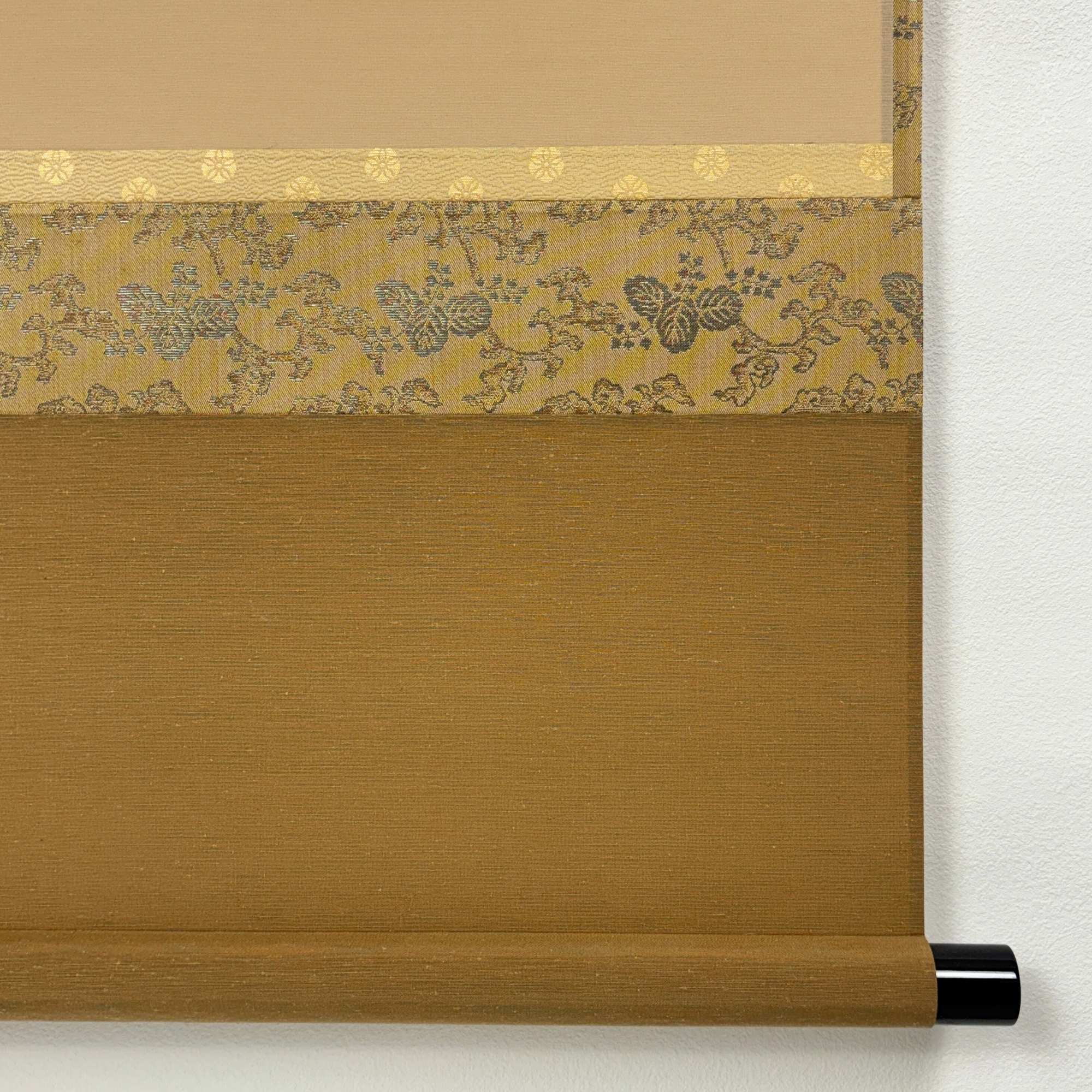 Scroll end detail of “Days Gently Prolonged” hanging scroll