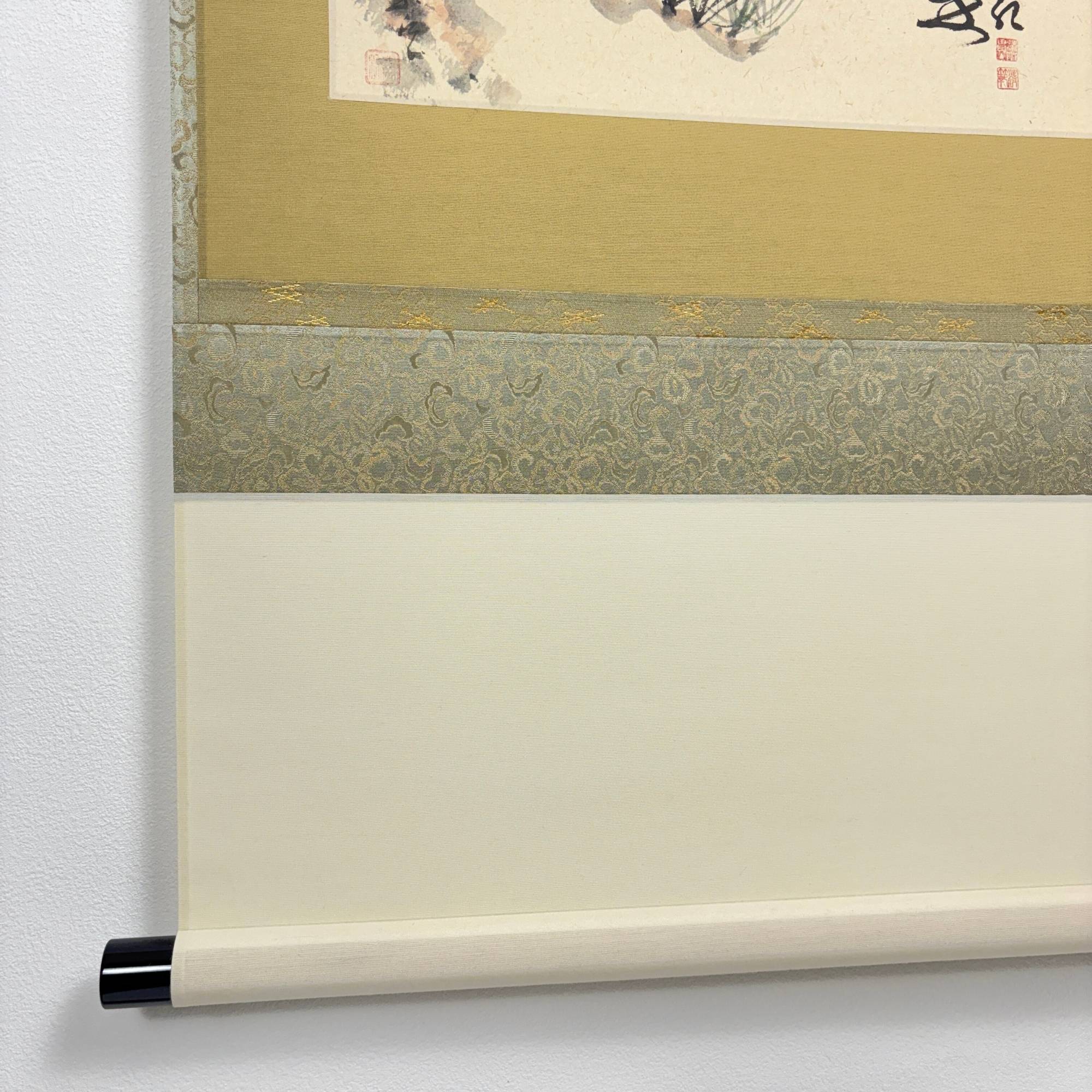 Scroll end detail of “A Thousand Years of Green” hanging scroll