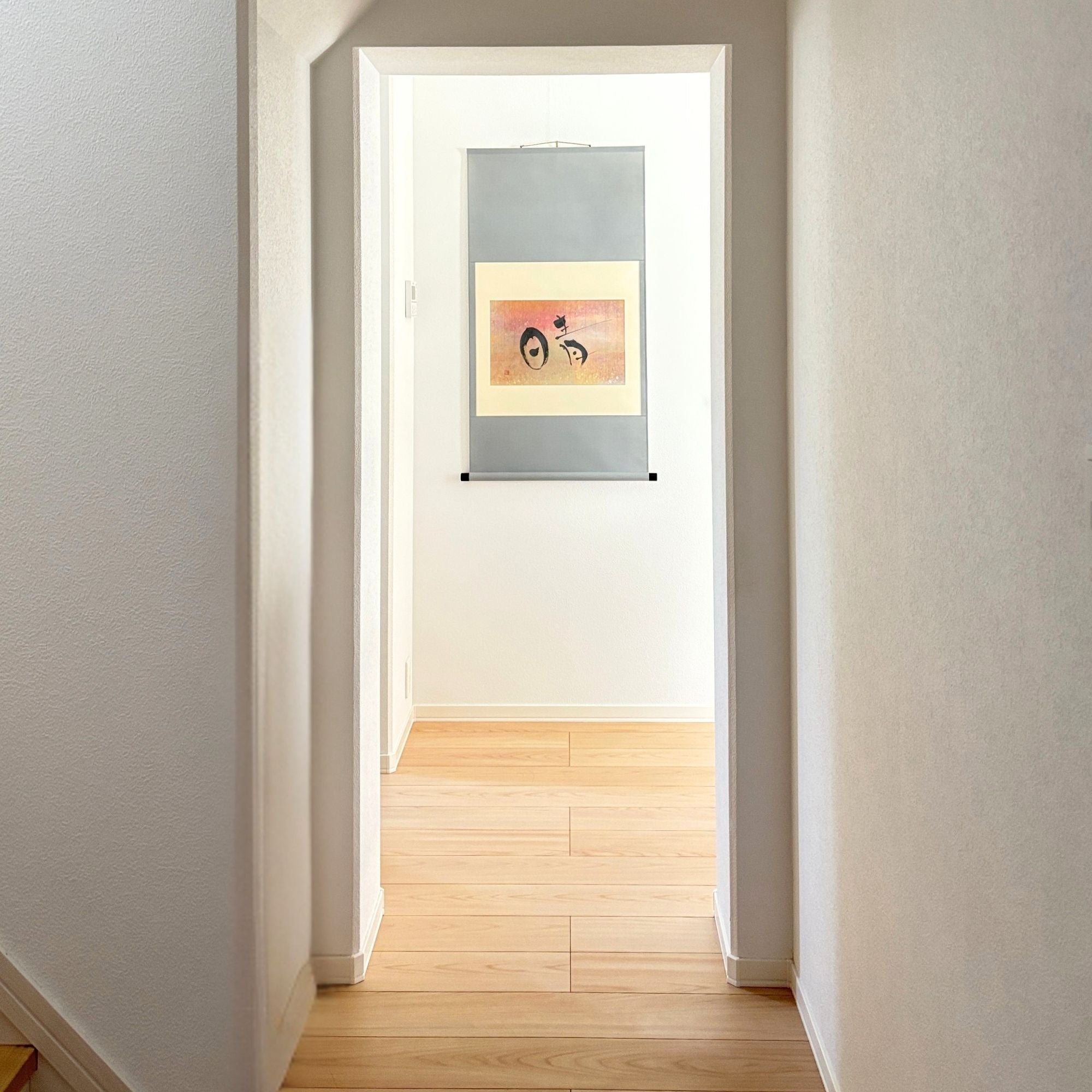 “Clear Sky” Japanese hanging scroll displayed in interior