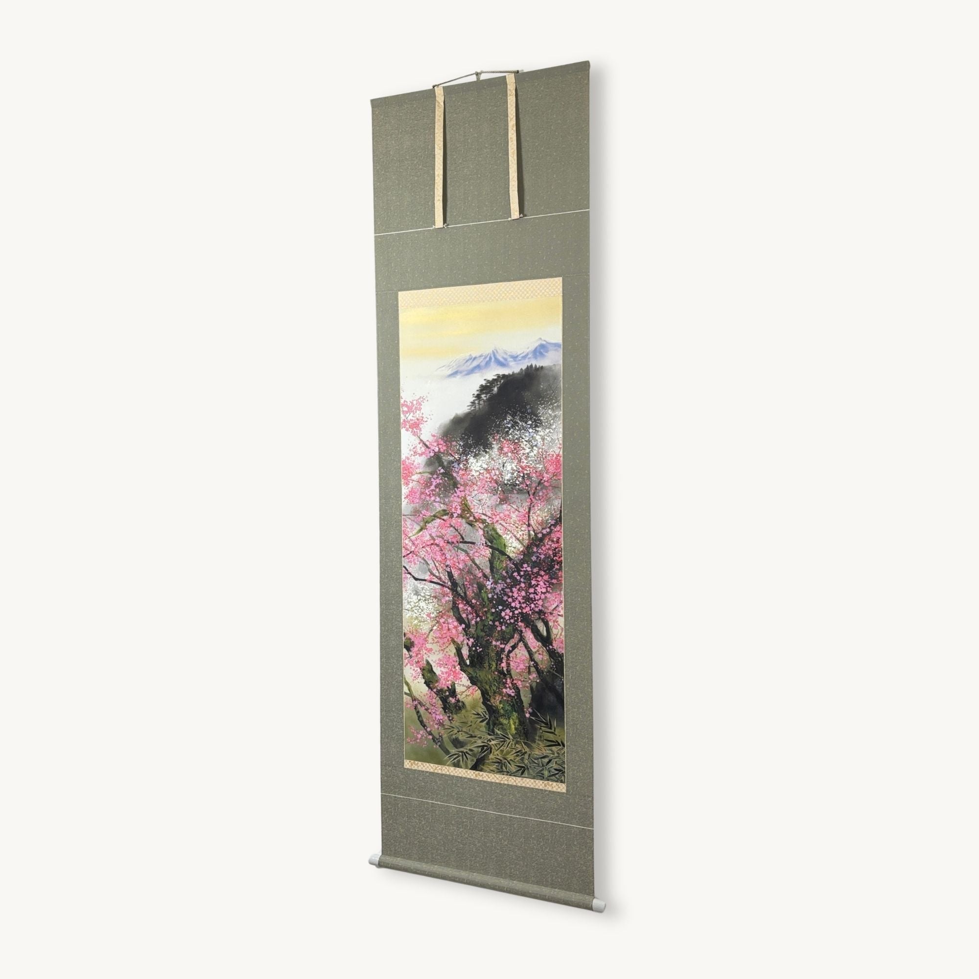 Side view of “Blossoms in Spring Mist" hanging scroll