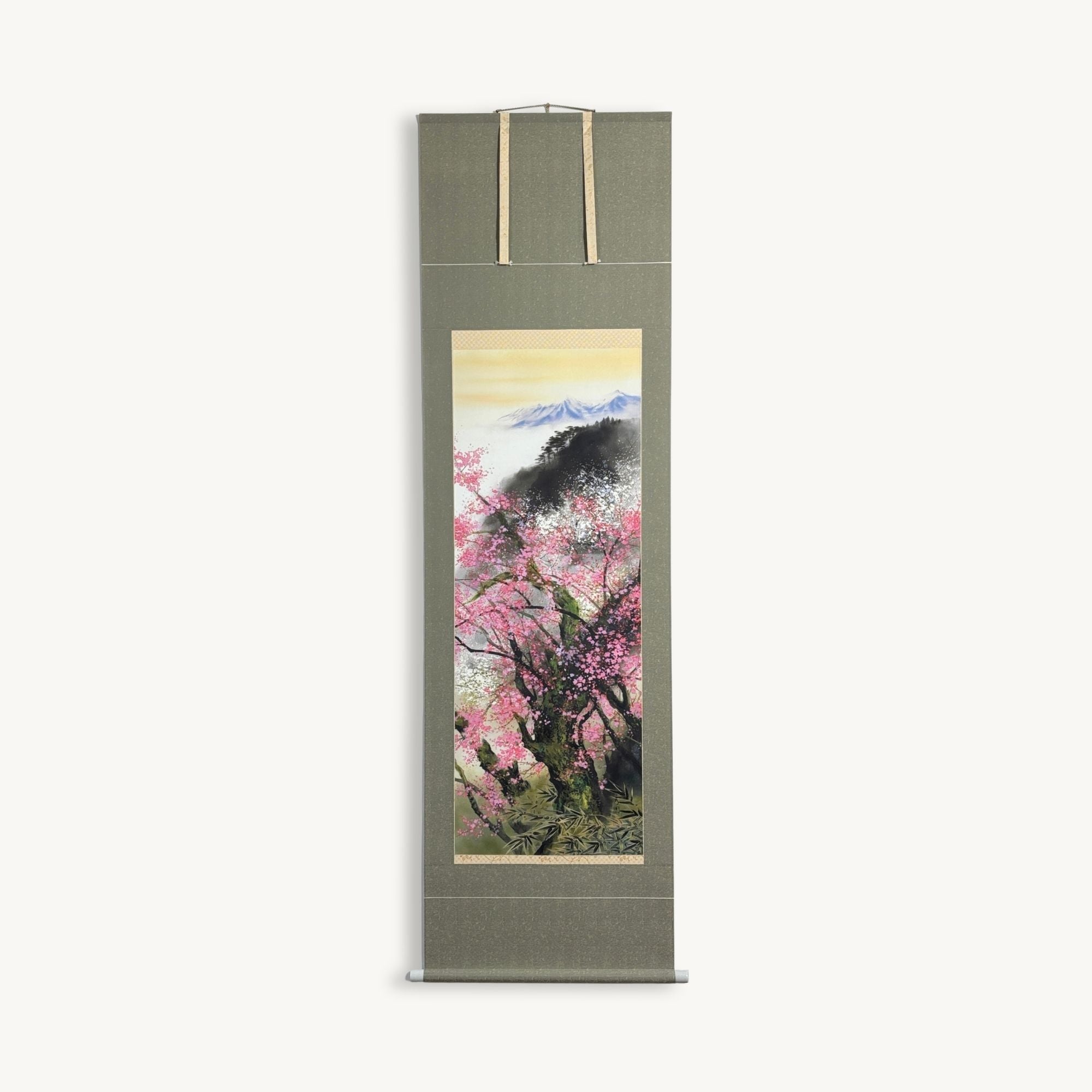 “Blossoms in Spring Mist" Japanese hanging scroll