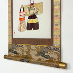 Scroll end detail of “Hina Doll – Gentle Smile” hanging scroll