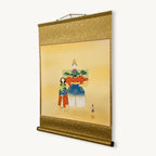 “Hina Doll – Spring Robe” Japanese hanging scroll side view