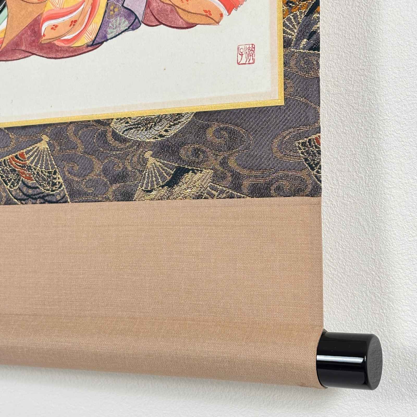 Scroll end detail of “Thread of Life” hanging scroll