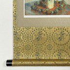 Close-up detail of “Jerusalem Artichoke Flowers - Claude Monet" hanging scroll