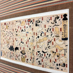 Close-up detail of “Cats suggested as the fifty-three stations of the Tokaido - Utagawa Kuniyoshi" hanging scroll