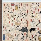 Close-up detail of “Cats suggested as the fifty-three stations of the Tokaido - Utagawa Kuniyoshi" hanging scroll