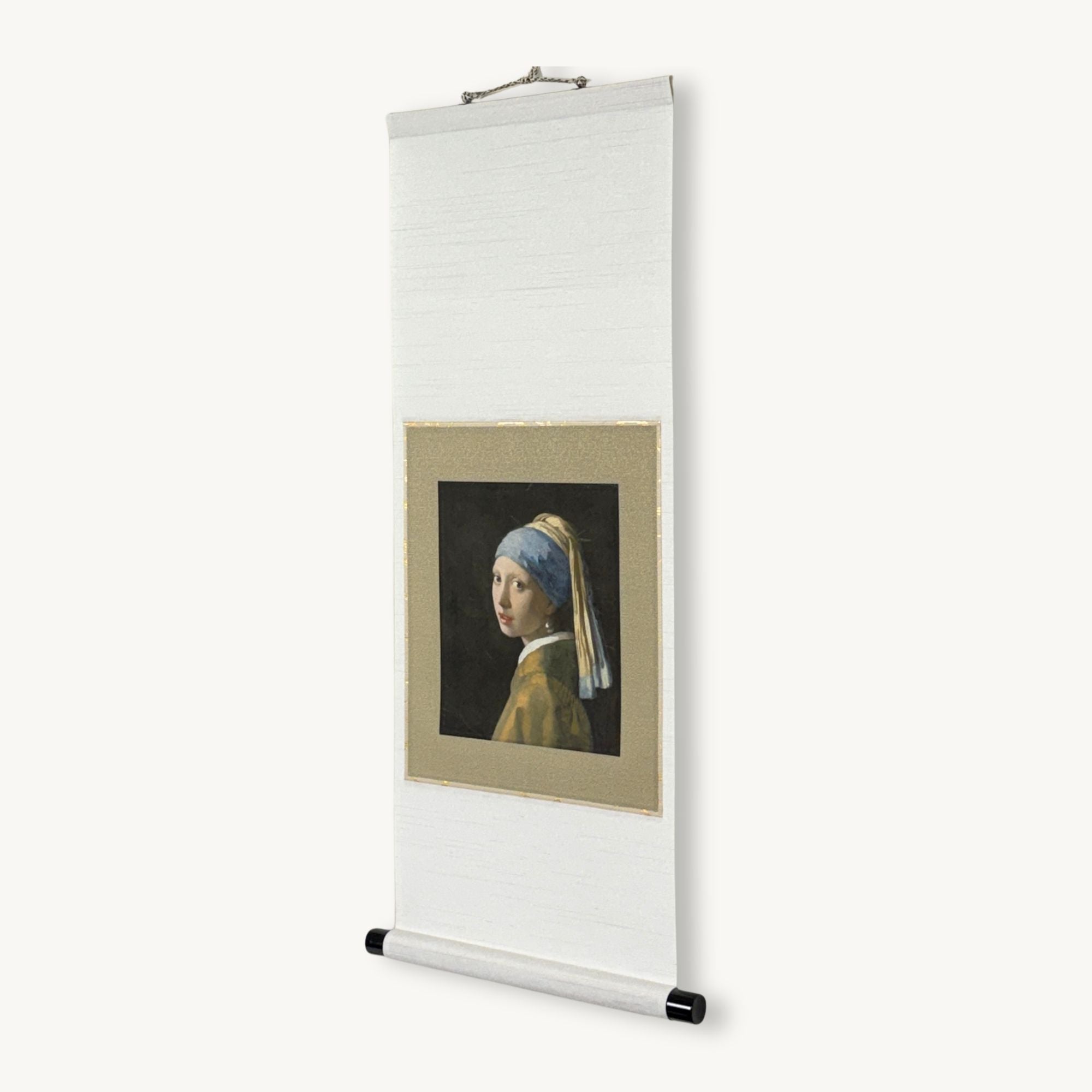 Side view of “Girl with a Pearl Earring - Johannes Vermeer" hanging scroll
